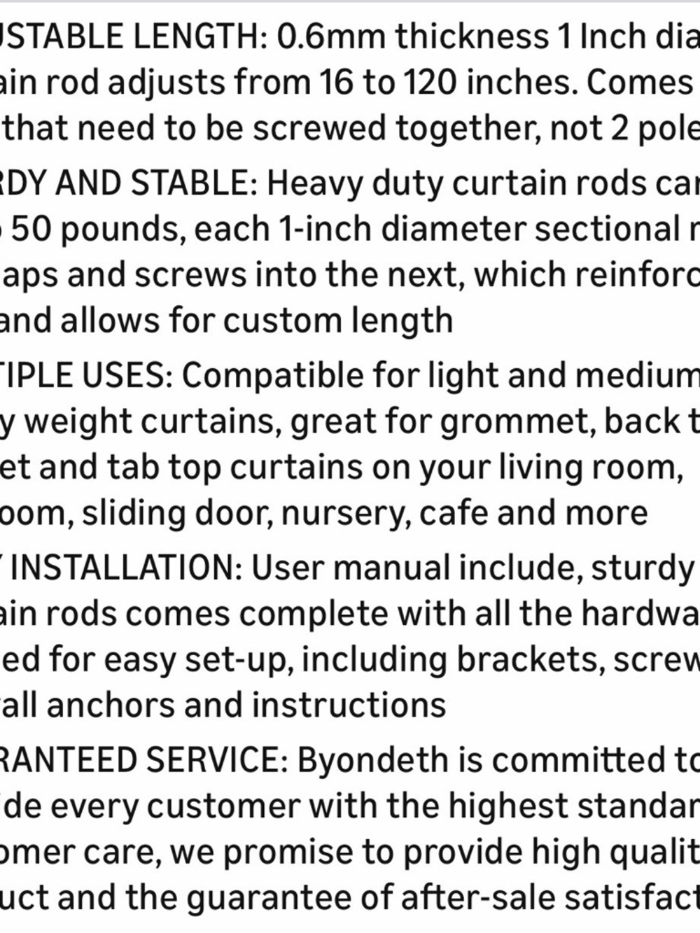 Byondeth Window Curtain Rods Black - Picture 4 of 7
